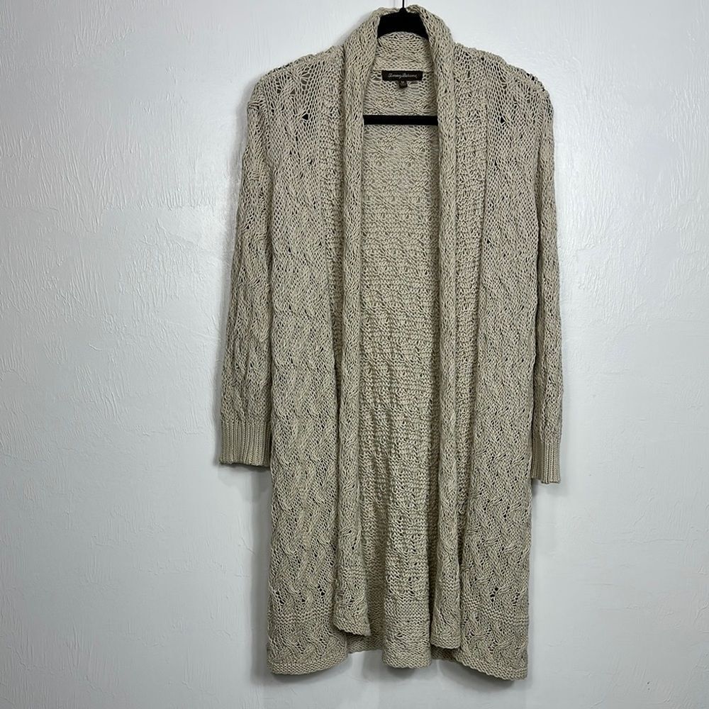 Tommy Bahama Linen Cotton Open Front Cardigan Sweater In Oatmeal Size M
